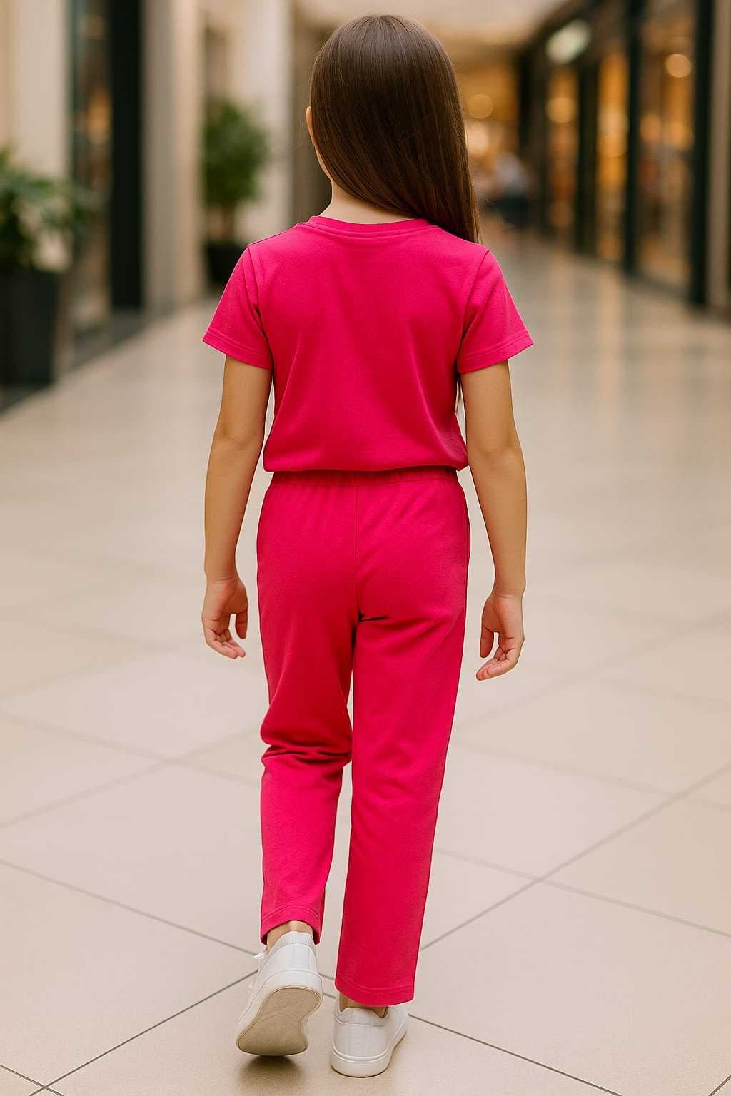 GIRLS PREMIUM COORD SETS Dark Pink Floral(4) - Image 3