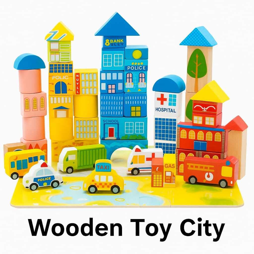 Wooden City Building Blocks 62pcs Set - Image 2