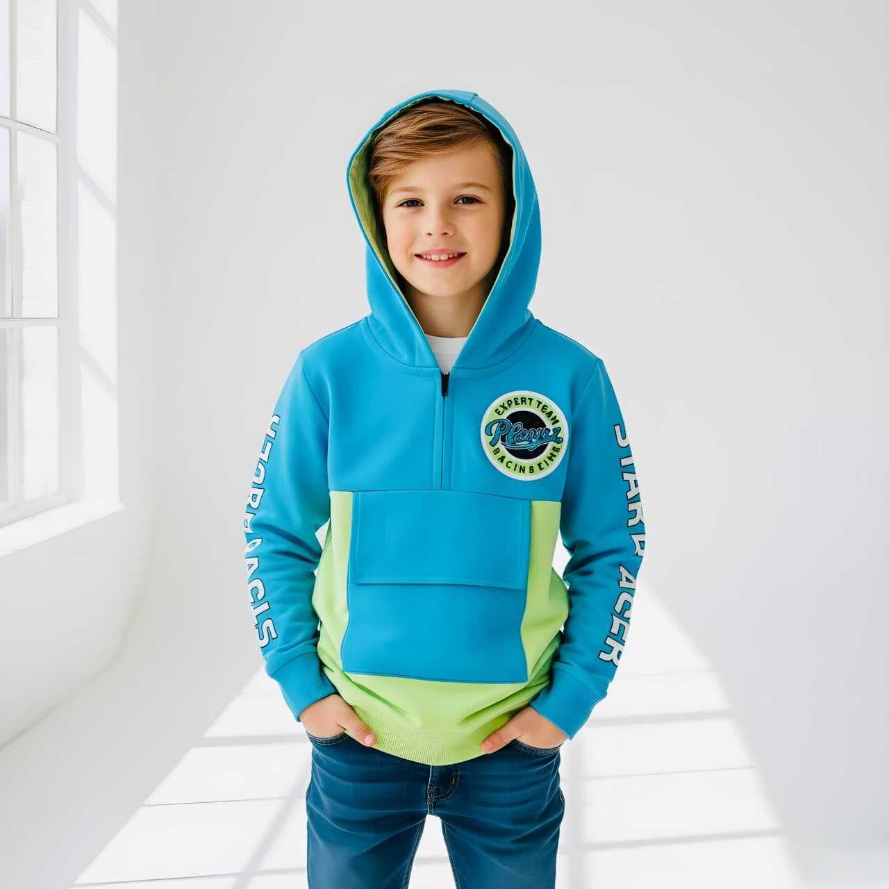 Kids Zipper Hoodie - Blue(3-4 years) - Image 1