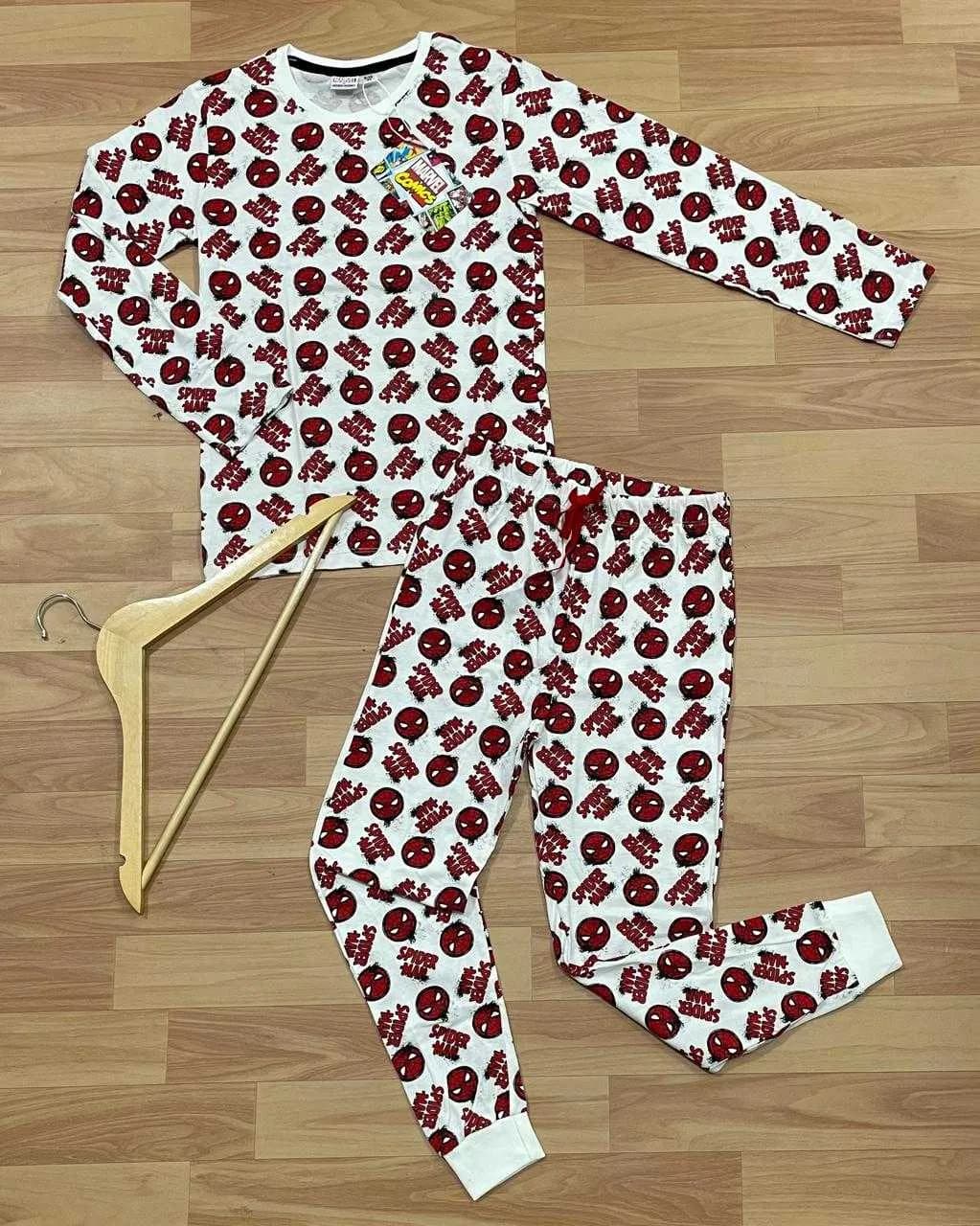 Kids Cotton Full Sleeves Co-Ords Sets White Spiderman(3) - Image 2