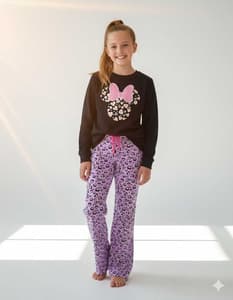 Girls Premium Style Wide Leg Trackset - Black Mickey(5-7)