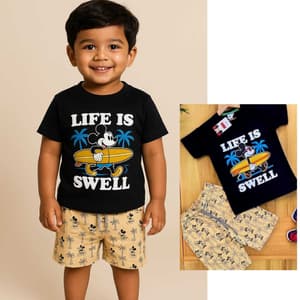 Kids Premium Kids Shorts Set Mickey Life Is Well(5-7)