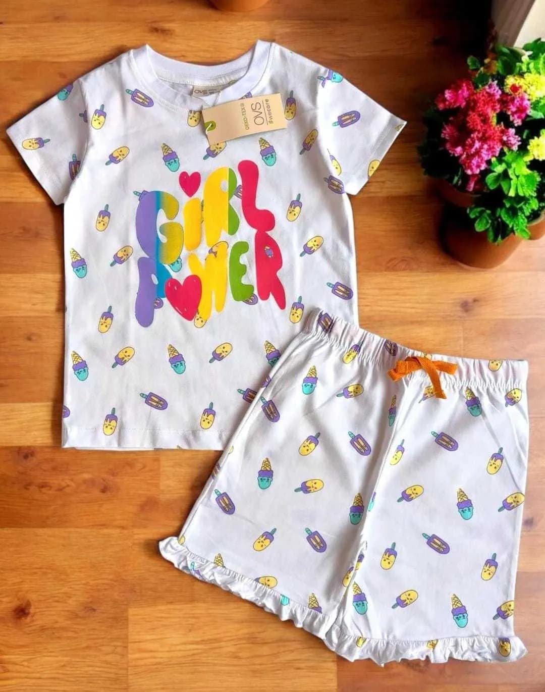 Kids' Cotton Co-ords Sets – Soft. Comfy. Playful.White Ice Cream(3) - Image 1