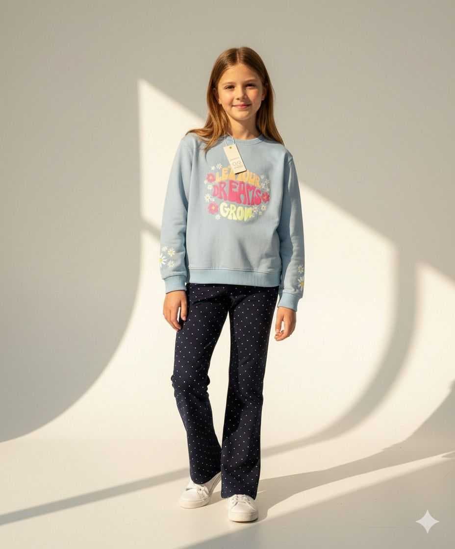 Girls Premium Style Wide Leg Trackset - Blue(5-7) - Image 1