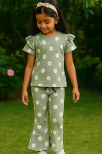 Trendy Boot Cut Pants Sets for Kids Floral(3)