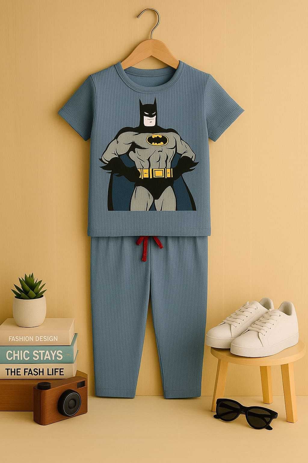 Palazzo Sets Dorio Ribbed Cotton Material Baby Batman(3-4) - Image 1