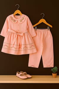 Girls Premium Coord Sets – Elegant Comfort for Every Occasion(2-3/Peach)