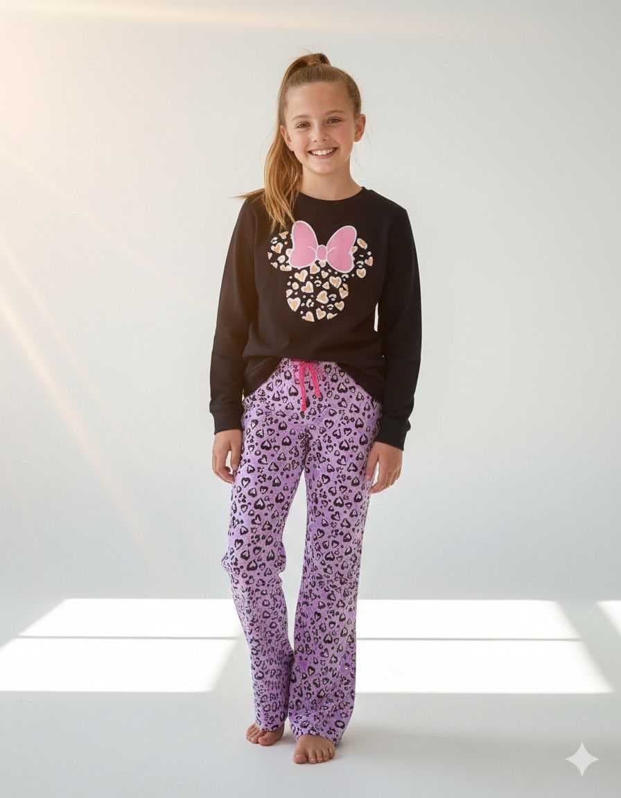 Girls Premium Style Wide Leg Trackset - Black Mickey(5-7) - Image 1