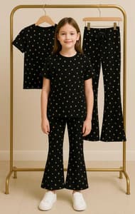 Trendy Boot Cut Pants Sets for Kids Black(3)