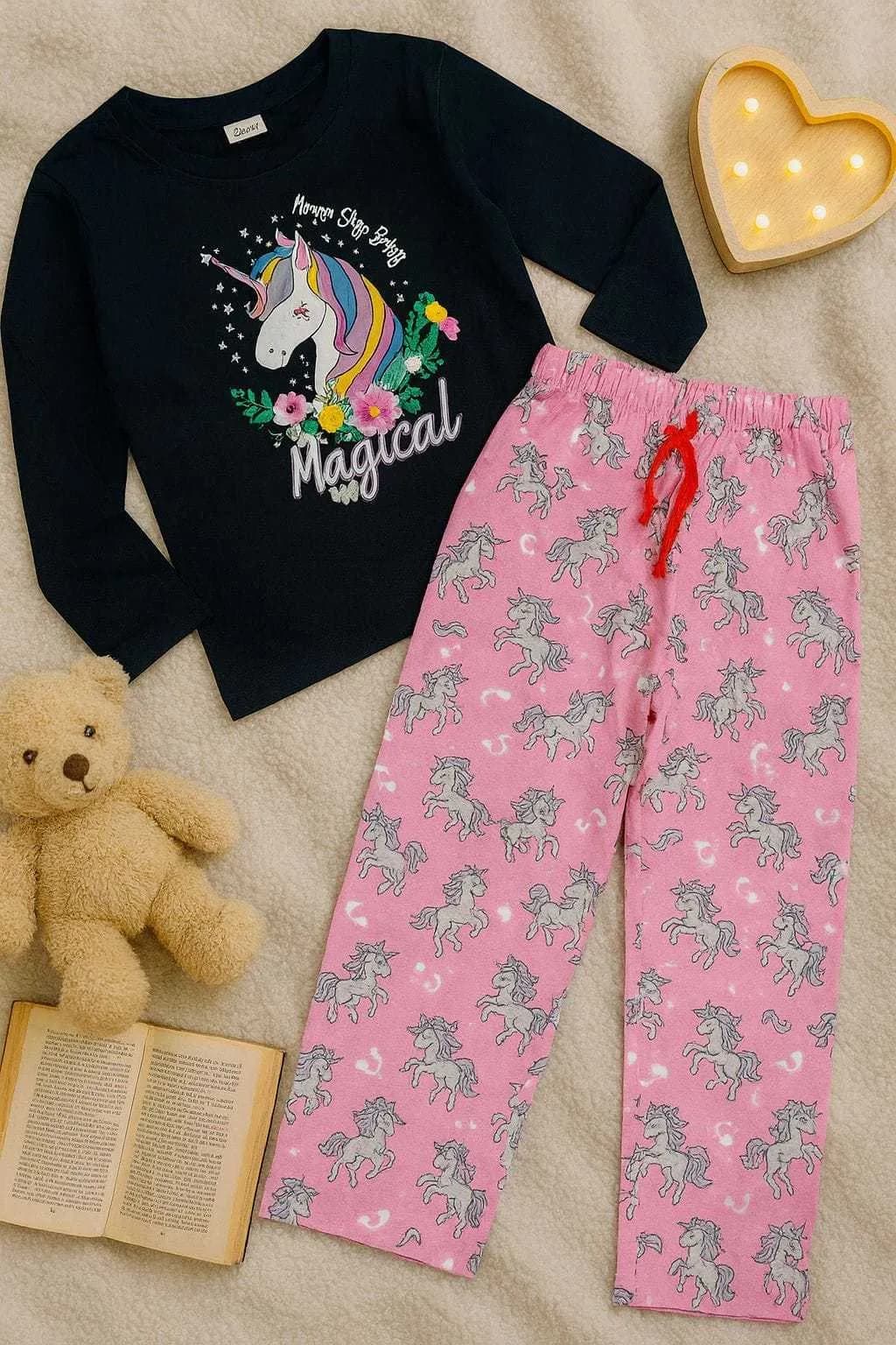 Cozy & Cute Full Sleeves Sets – 100% Cotton - Unicorn(5-6) - Image 2