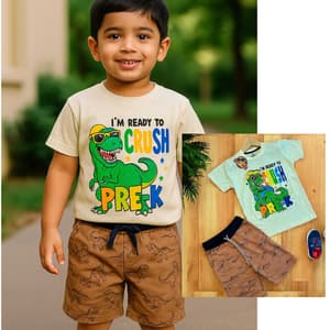Kids Premium Kids Shorts Set Yellow Dino(5-6)
