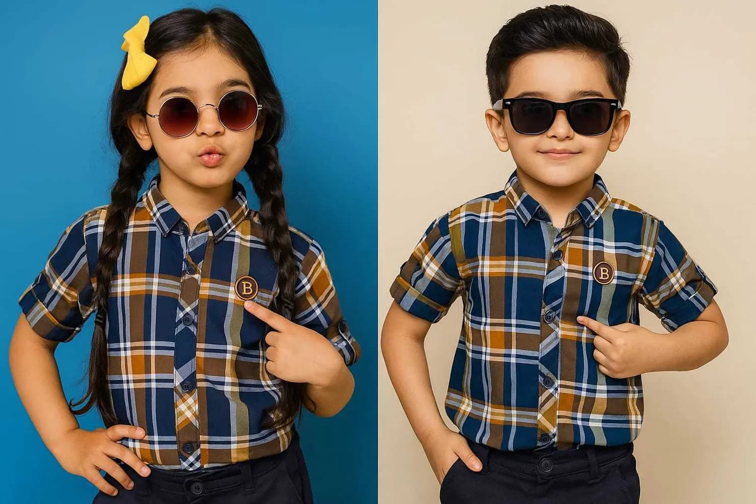 One Shirt, Two Styles – Full Sleeve or Half, Your Choice! Blue(3-4) - Image 2