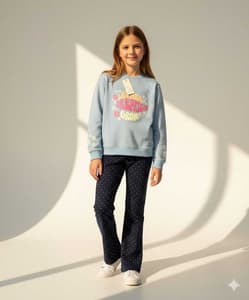 Girls Premium Style Wide Leg Trackset - Blue(5-7)