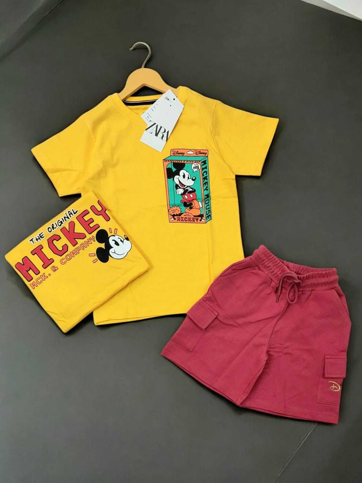 PREMIUM CARGO SHORTS SET Yellow Mickey(3-5) - Image 1